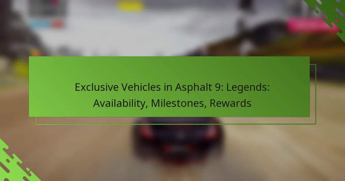 Exclusive Vehicles in Asphalt 9: Legends: Availability, Milestones, Rewards