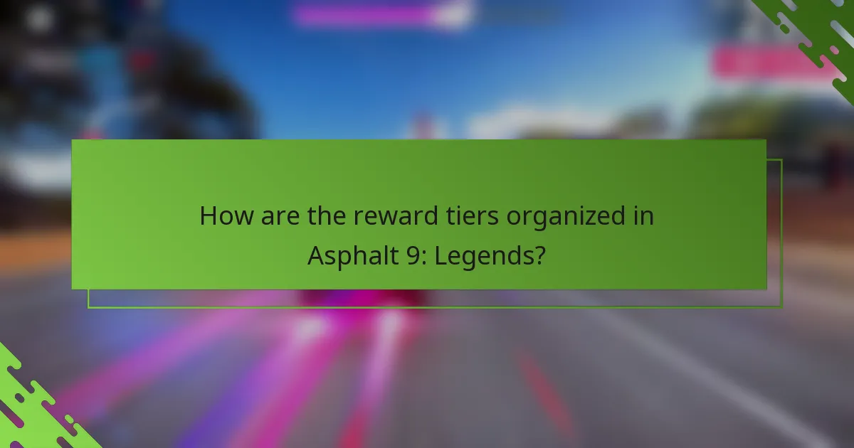 How are the reward tiers organized in Asphalt 9: Legends?
