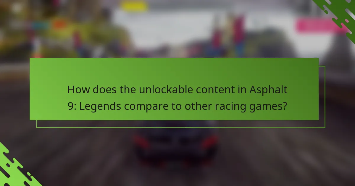 How does the unlockable content in Asphalt 9: Legends compare to other racing games?