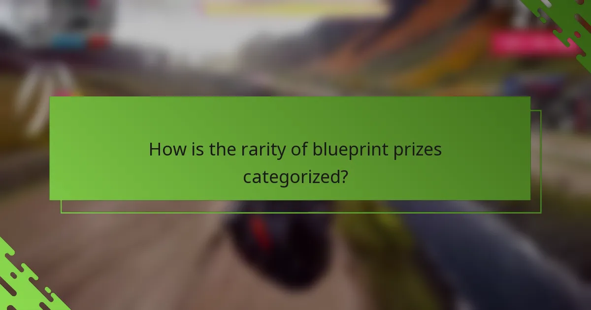 How is the rarity of blueprint prizes categorized?