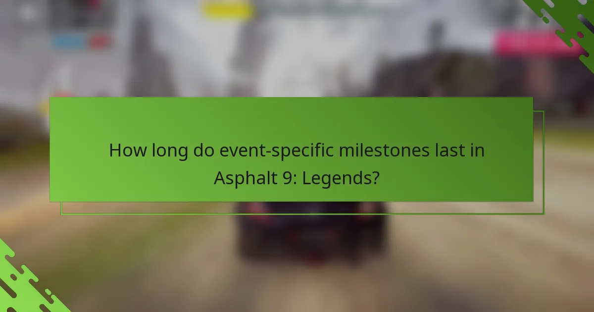 How long do event-specific milestones last in Asphalt 9: Legends?